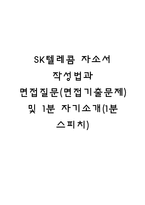 SK텔레콤 자소서 작성법과 면접질문(면접기출문제) 및 1분 자기소개(1분 스피치)-1