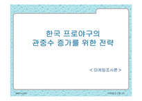 [마케팅조사론] 한국프로야구의 관중수증가를 위한 전략-1