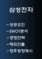 삼성전자 기업분석및 성공전략과 SWOT분석및 삼성전자 경영전략과 해외진출전략분석및 삼성전자 위기와 해결방안 제언과 향후방향제시-1