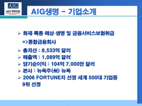 AIG 생명보험 AIG 기업소개 AIG 연혁 AIG 주요사업개황 AIG 재무상태 AIG 성장률-3