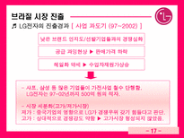 LG전자 브라질 시장 진출 LG전자 기업소개 LG전자 기업조사 LG전자 기업분석 LG전자 외부환경분석 LG전자 내부환경분석 LG전자 브라질 진출경과 LG전자 브라질 진출동기 LG전자 진출성과 LG전자-18