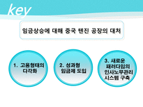 중국 텐진 공장의 노동환경 변화와 대응 방안 성공한 요인 해고문제 해결 임금상승 대처-18