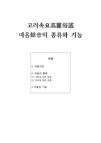 고려속요 여음의 종류(내용, 위치별)와 기능-1
