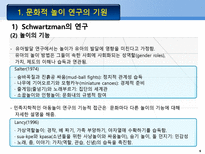 문화적 놀이 연구의 기원 Schwartzman의 연구 게임의 확산 놀이의 기능 성격의 투-5