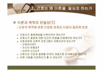 간호 이론의 이해 간호이론 기능 간호이론 정의 간호 이론 필요성 간호이론 구성 요소 간호이론 구축방법 간호이론 평가 간호이론 분류 간호이론 활용 간호이론 쟁점-9