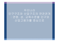 우리나라 인구구조와 산업구조의 연관관계 연령 성교육 수준별 인구와 산업 고용자를 중심으로-1