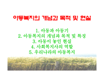아동복지의 개념과 목적 및 현실-1